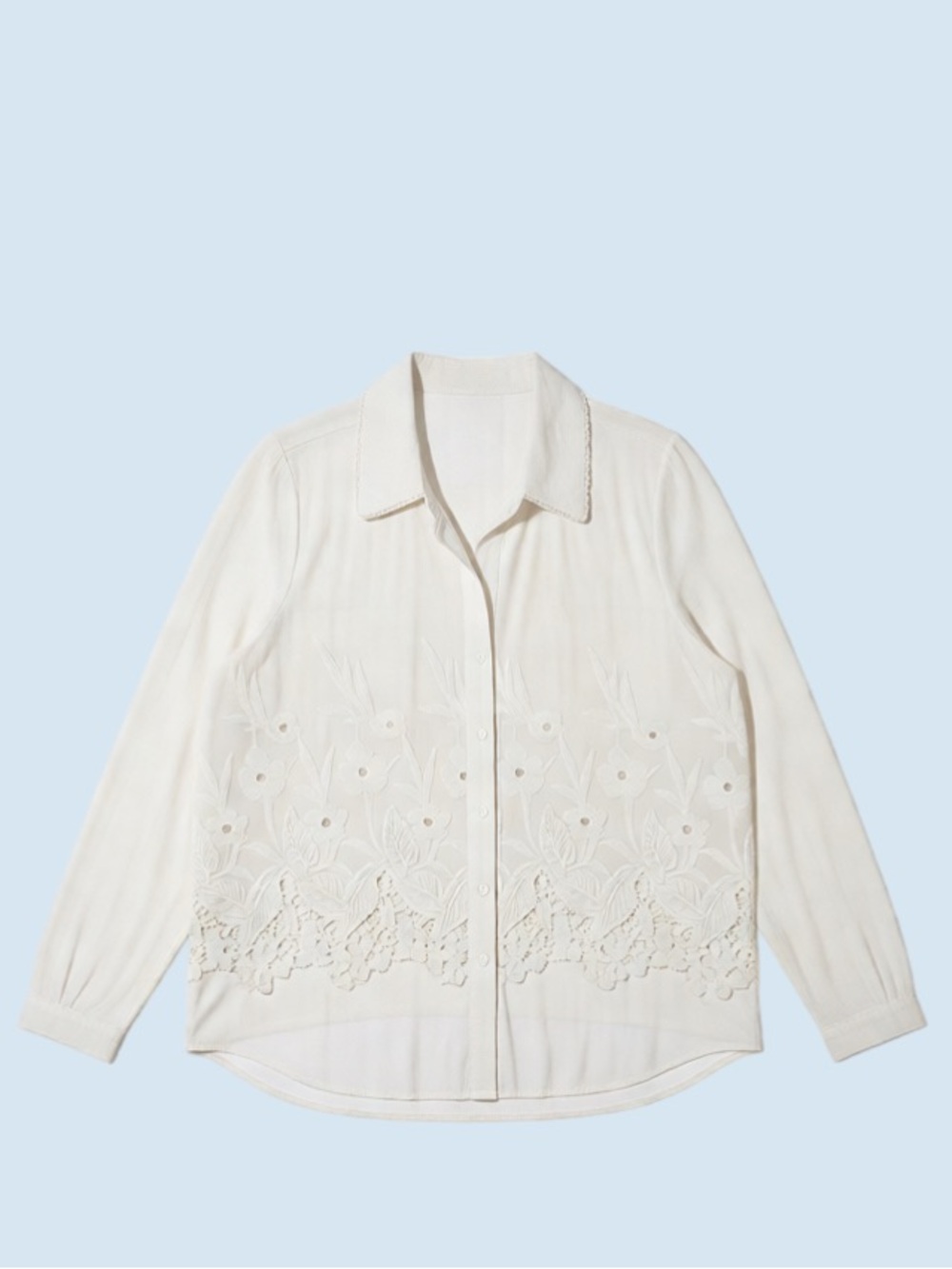 Calypso St. Barth Cream Embroidered Cutout Button-Down Shirt